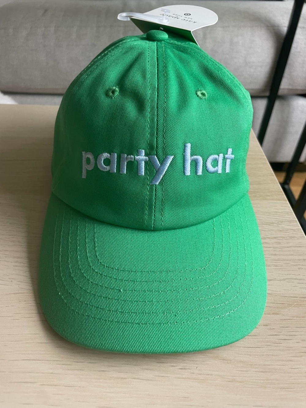 kate spade Bright Green "party hat" Embroidered Baseball Cap